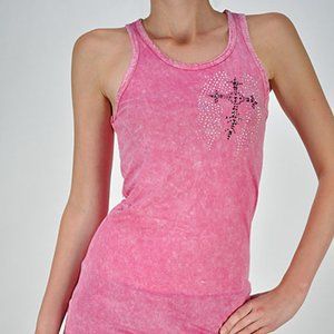 Women's Pink Tank Cross Wings & Bling